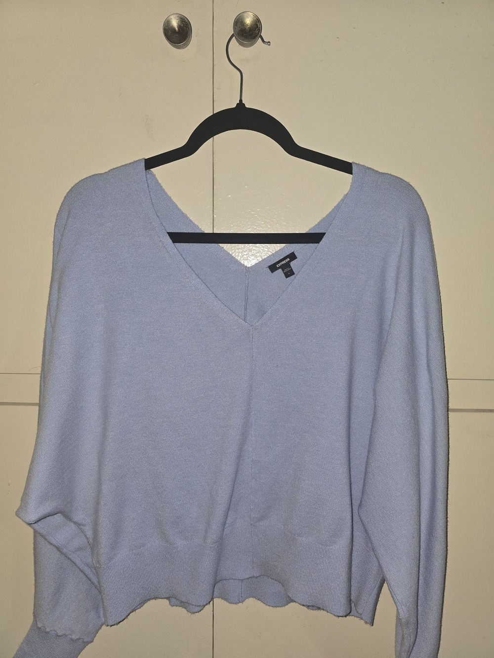 Express Pale Blue V-Neck Sweater